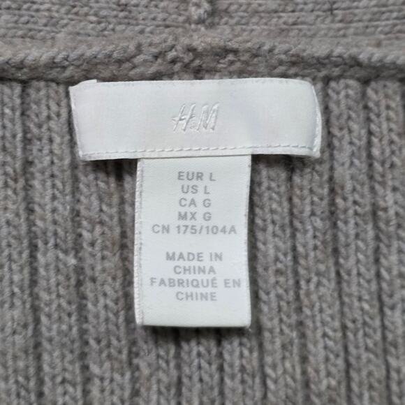 H&M Cardigan Sweater Women’s Large Gray Ribbed Button Front Knit - Picture 2 of 6